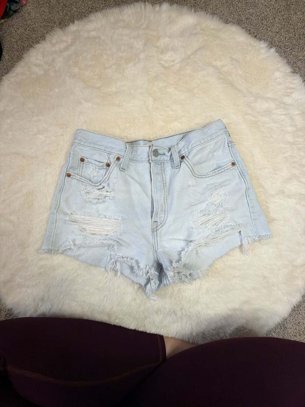 Levi's 501 Original Distressed Light Wash Cut-Off Denim Shorts